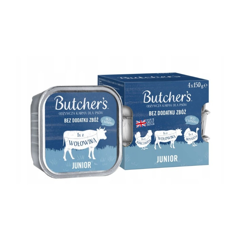 Cibo umido per cani butcher's original con fegato/reni 4x150g