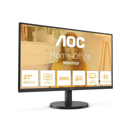 Monitor led 27'' aoc u27b3m 4k uhd 3840x2160/4ms/classe f/nero