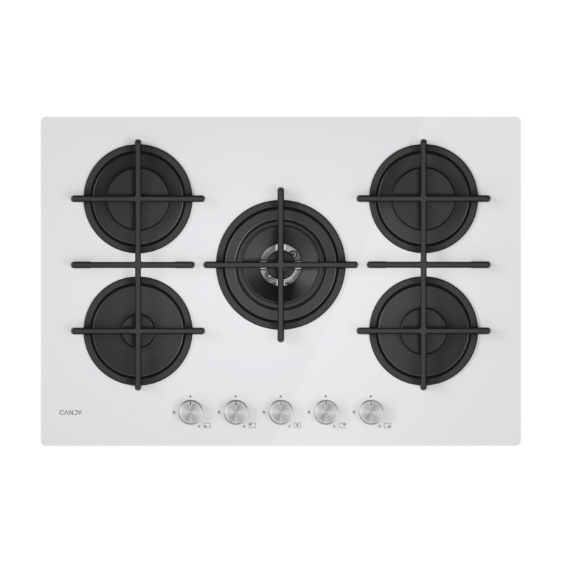 Piano cottura a gas candy moderna cvg74wtw da incasso 75cm 5 fornelli