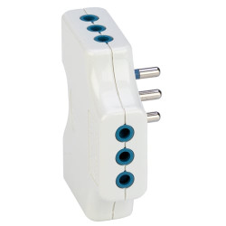Adattatore triplo polypool spaziozero con spina 10a 250v 3prese bianco