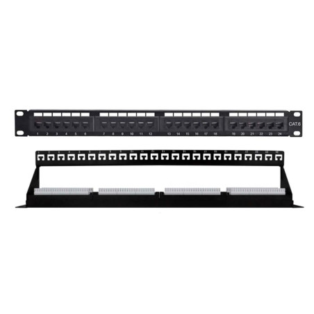 Pannello patch utp techly 24 posti rj45 cat.6 con rack 19''