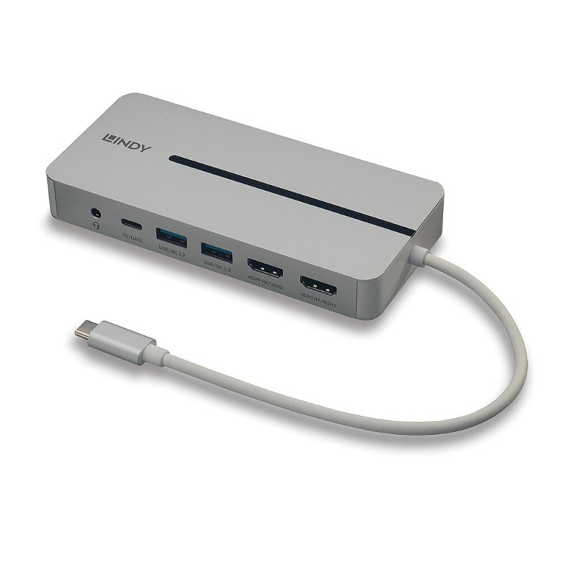 Mini dock station lindy 100w per computer usb-c 3.2 con hdm grigio