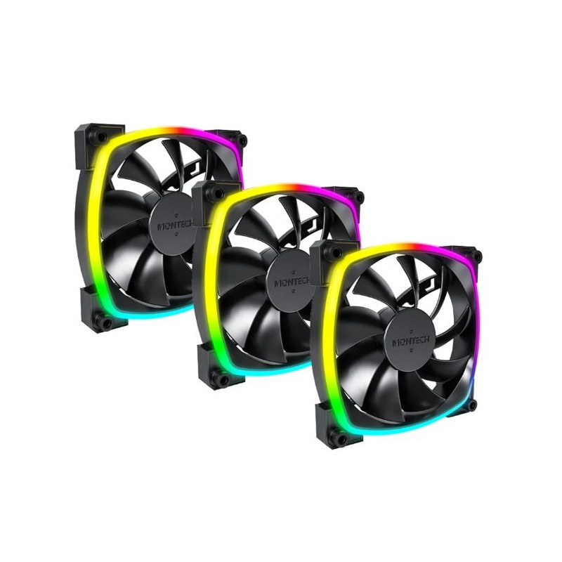 Set di ventole 120x120 montech ax120 pwm argb 120mm nero 3pz [ax120