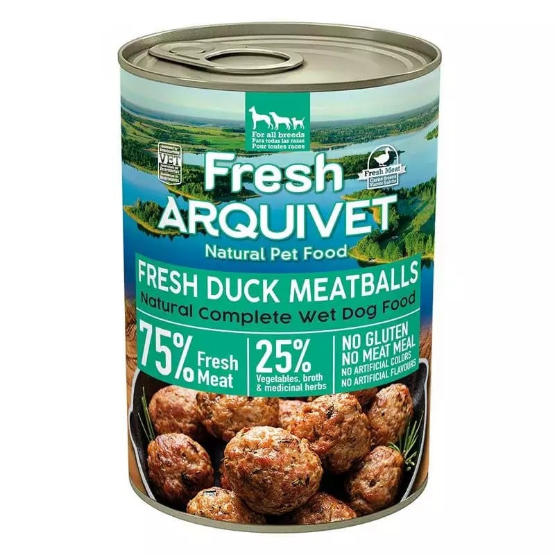 Cibo umido arquivet polpette fresche con anatra patata dolce/arancia