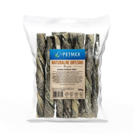 Mangime petmex dolcetto per cani: pelle di merluzzo - 200g