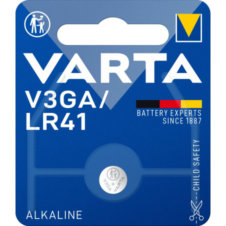 Batteria a bottone varta alcalina v3ga lr41 1.5v acciaio inox [var]