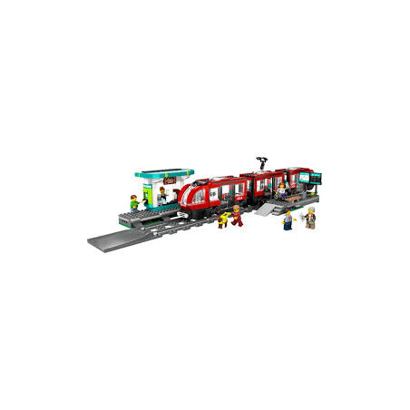 Gioco da costruzione lego city tram cittadino con stazione multicolore