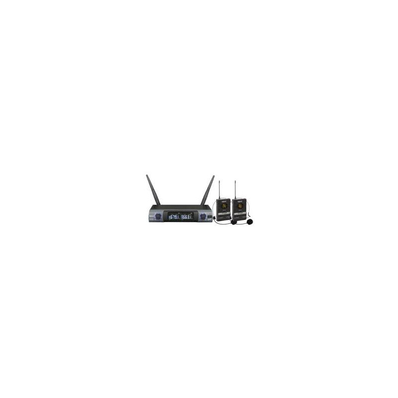 Microfono karma 8302lav doppio palmare uhf wireless con auricolare
