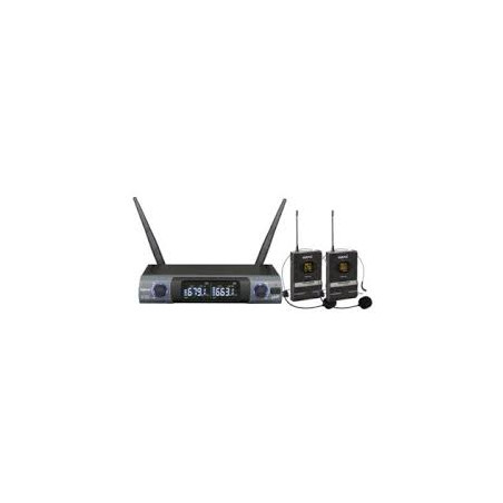 Microfono karma 8302lav doppio palmare uhf wireless con auricolare