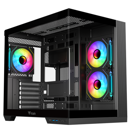 Case itek dark cave ds tower gaming atx ventola argb pannello laterale/frontale