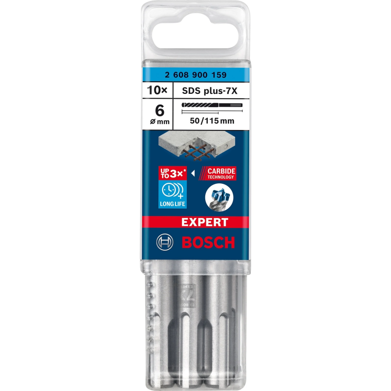 Punte da trapano bosch expert sds-plus-7x a percussione 6x50x115mm
