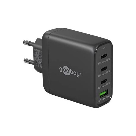 Caricabatterie da rete goobay 3xusb-c 3x usb 68w nero [64819]
