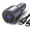 Alimentatore da auto ugreen ec705 2x usb-c + usb 130w nero [35025]