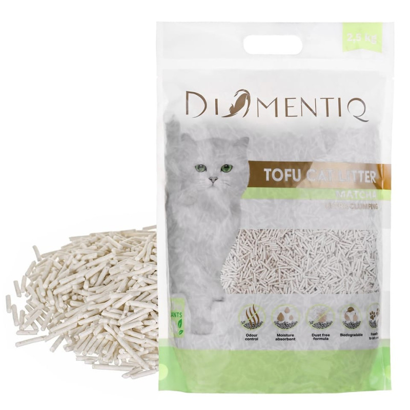 Lettiera per gatti diamentiq matcha tofu ultra agglomerante a base