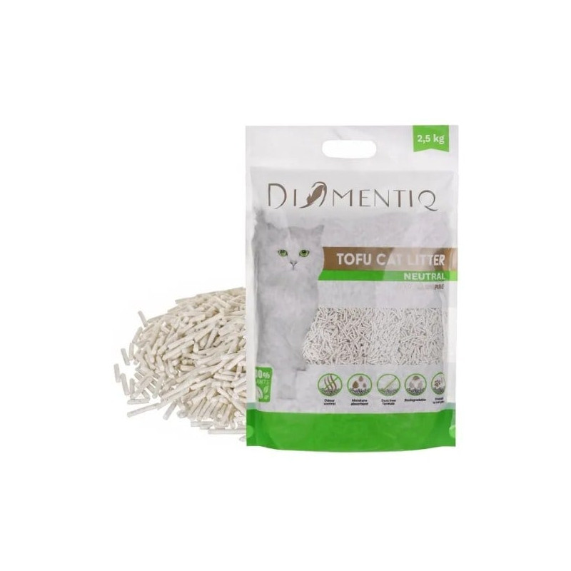 Lettiera per gatti diamentiq neutral tofu ultra agglomerante a base