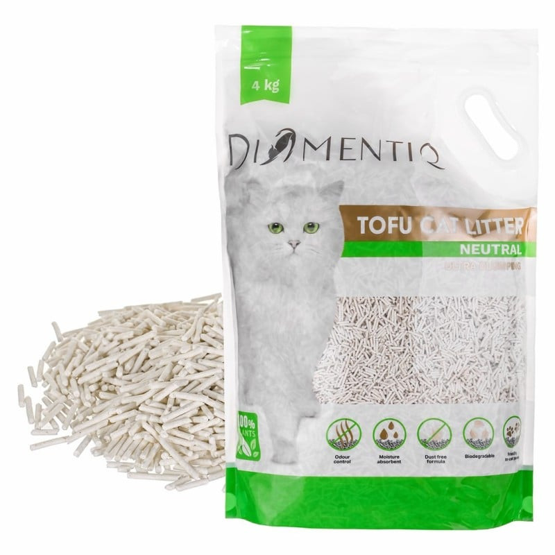 Lettiera per gatti diamentiq neutral tofu ultra agglomerante a base