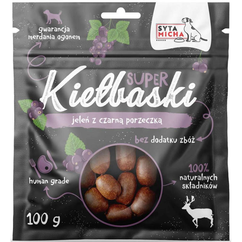 Cibo per cane syta micha super salsicce con cervo e ribes nero 100g