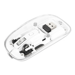 Mouse manhattan 190275 wireless/usb/ottico/1600dpi/4 tasti/trasparente/bianco