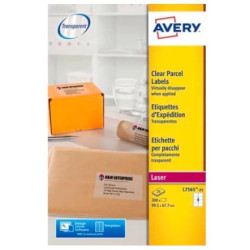 Etichette in poliestere avery 99.1mmx67.7mm 25 fogli trasparente