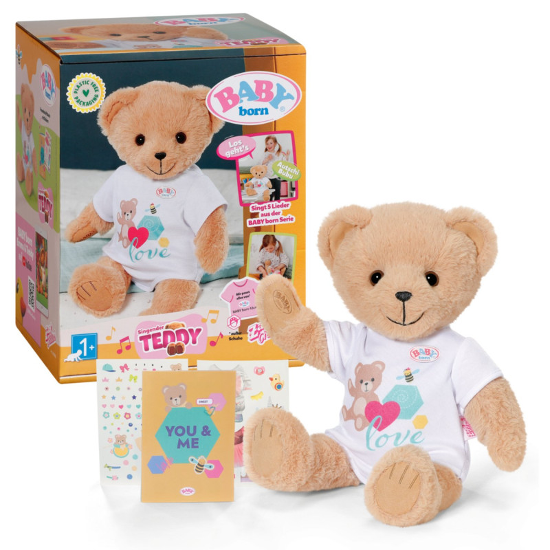 Peluche zapf creation baby born singing teddy multicolore [837962]
