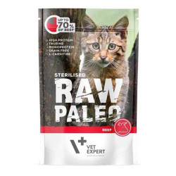 Cibo umido vetexpert raw paleo sterilizzato manzo per gatti adulti