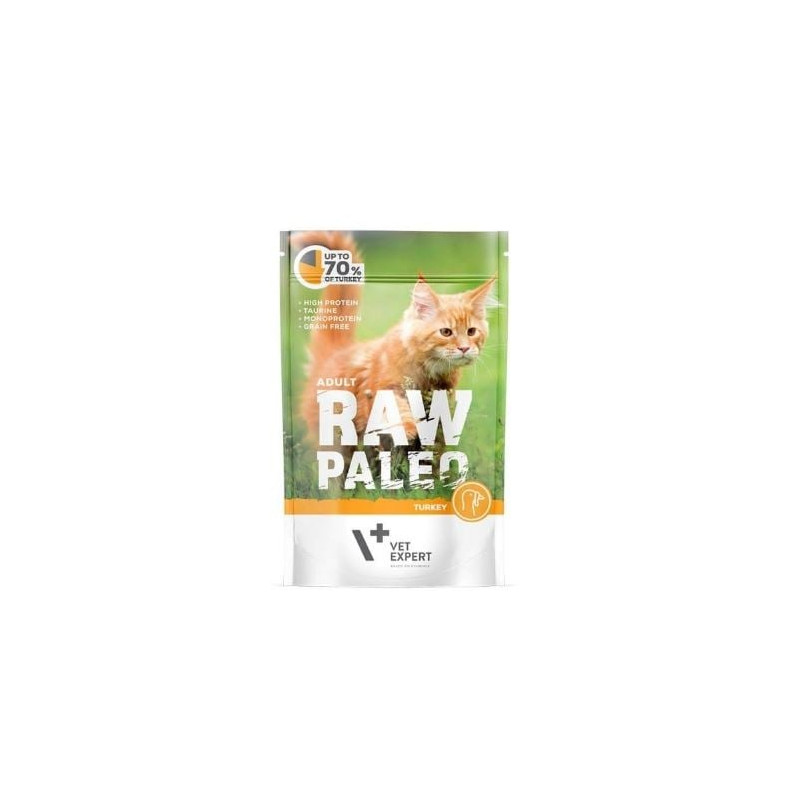 cibo umido vetexpert raw paleo tacchino per gatti adulti 100g