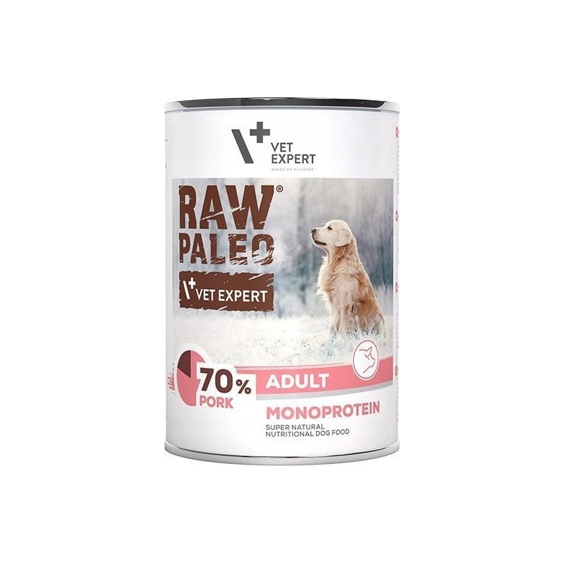Cibo umido vetexpert raw paleo monoproteico con maiale per cani adulti