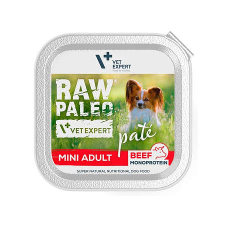 Cibo umido vetexpert raw paleo pate mini manzo per cani adulti di