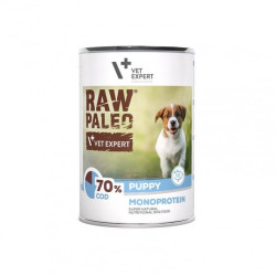 Cibo umido vetexpert raw paleo puppy monoprotein con merluzzo per
