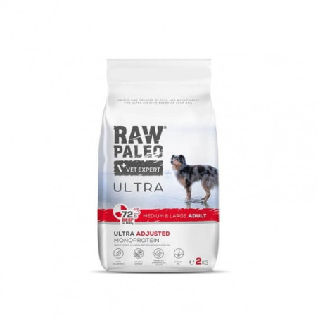 Cibo secco vetexpert raw paleo ultra medium con manzo per cani adulti