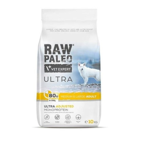 Cibo secco vetexpert raw paleo ultra medium con tacchino per cani