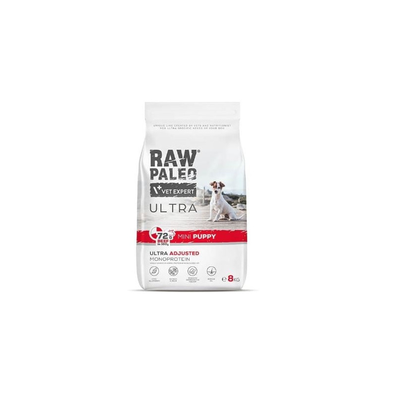Cibo secco raw paleo ultra mini con manzo per cuccioli di piccola