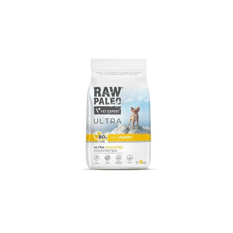 Cibo secco raw paleo ultra mini con tacchino per cuccioli di piccola