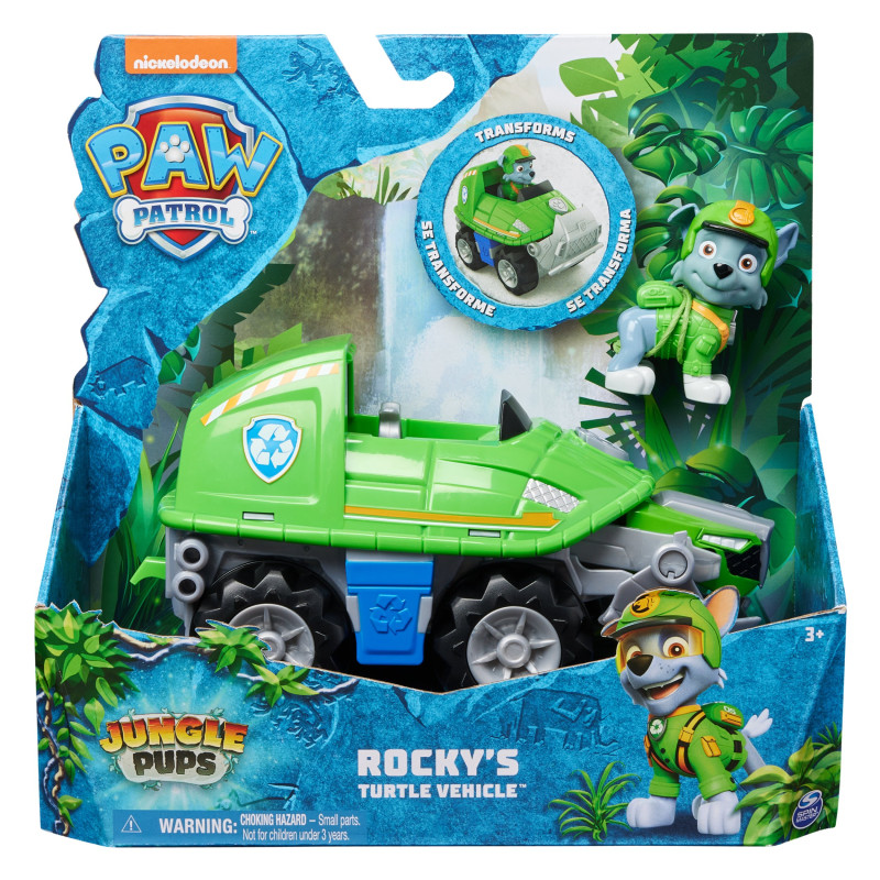 Spin master jungle pups veicolo tartaruga di rocky paw patrol