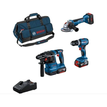 Kit combinato bosch gsb 18v-45 + gws 18v-10 + gbh 18v-22