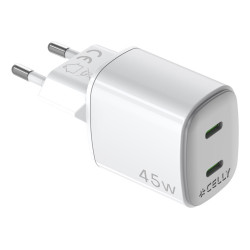 Alimentatore da rete celly 2 usb-c 45w bianco [uptc2usbc45wwh]