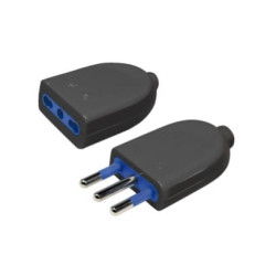 Kit spina novaline 10 a+t e presa bivalente 16a 220v nero [ce27n]