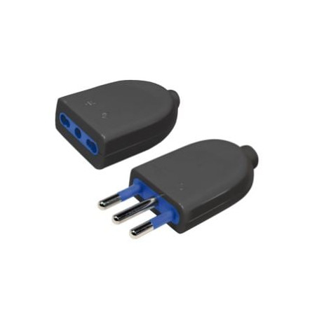 Kit spina novaline 10 a+t e presa bivalente 16a 220v nero [ce27n]