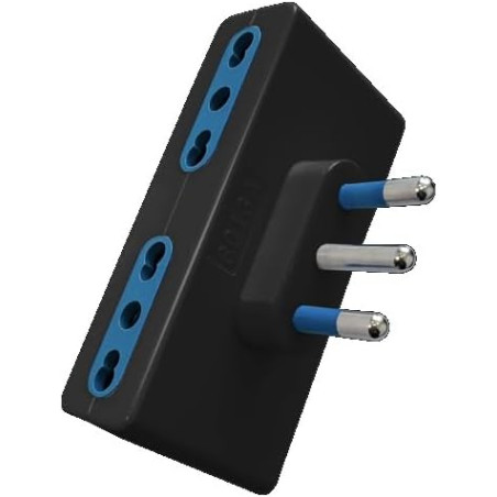 Presa quadrupla novaline 4 prese 10/16a spina 16a 250v nero [ce49n]
