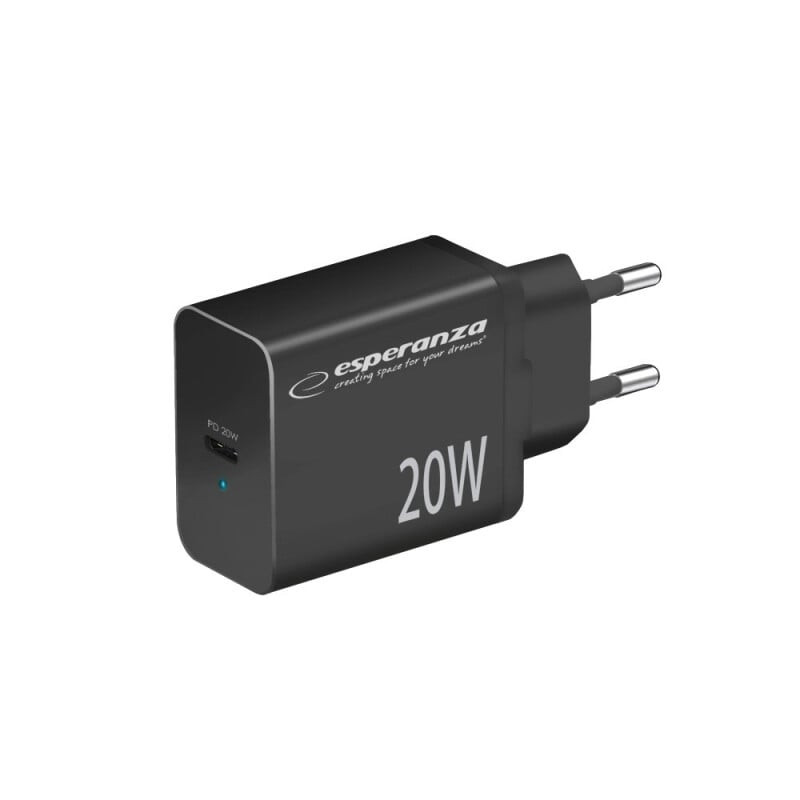 Caricatore esperanza ezc104k da muro usb-c 20w nero [ezc104k]