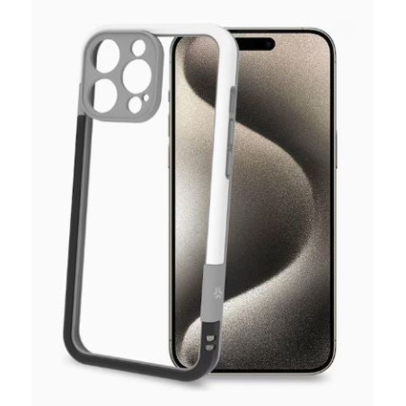 custodia protettiva celly per iphone 16 pro max nero/bianco [bumper1081bkwh]