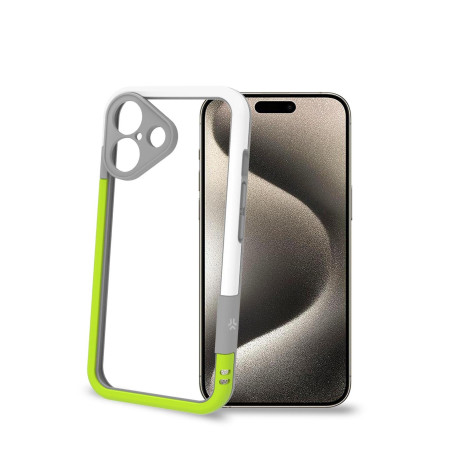 Custodia protettiva celly per iphone 16 bianco/giallo [bumper1078whyl]