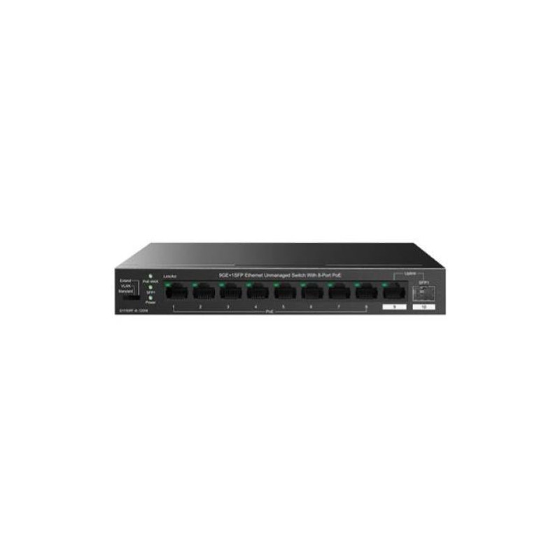 Switch tenda teg1110pf-8-120w 9p ge lan +1p sfp 8p poe (120w)