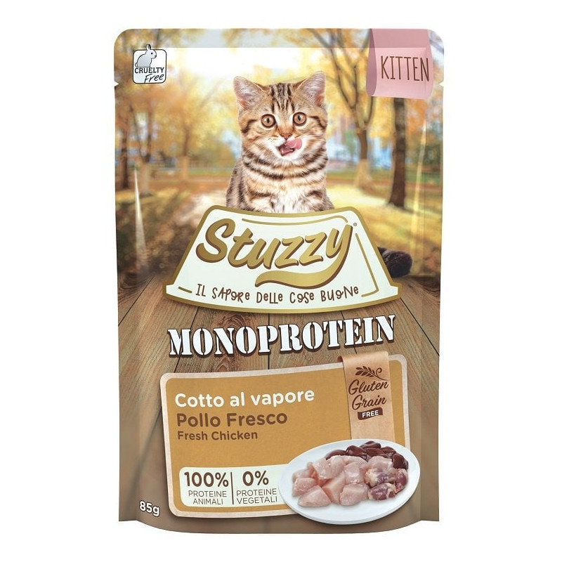 Cibo per gatti agras pet foods stuzzy monoprotein kitten chicken