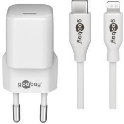 Caricabatterie goobay apple lightning/usb-c pd 30w bianco [64575]