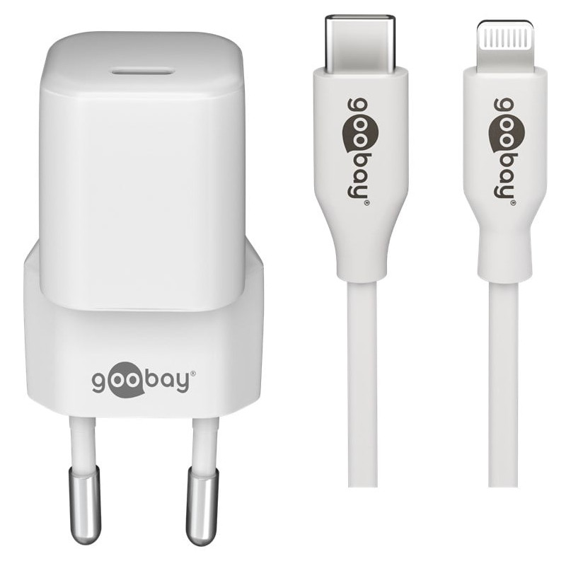 Caricabatterie goobay apple lightning/usb-c pd 30w bianco [64575]