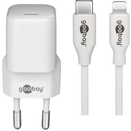 Caricabatterie goobay apple lightning/usb-c pd 30w bianco [64575]