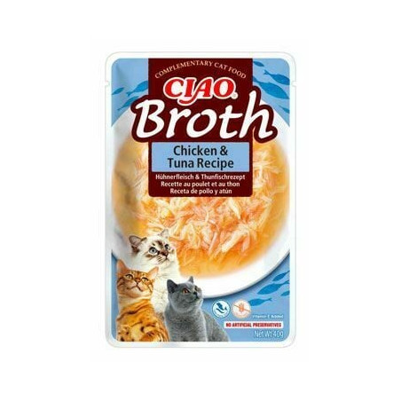 Mangime inaba ciao brodo ricetta pollo e tonno per gatti 40g