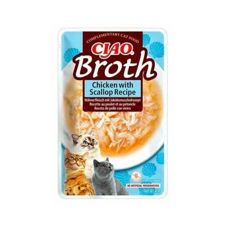 Mangime hama ciao brodo di pollo con capesante per gatti 40g