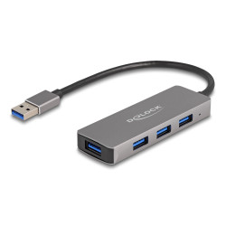 Hub usb delock usb 3.2 gen.1 4porte 5000mbit/s cavo 0.2m grigio [63171]